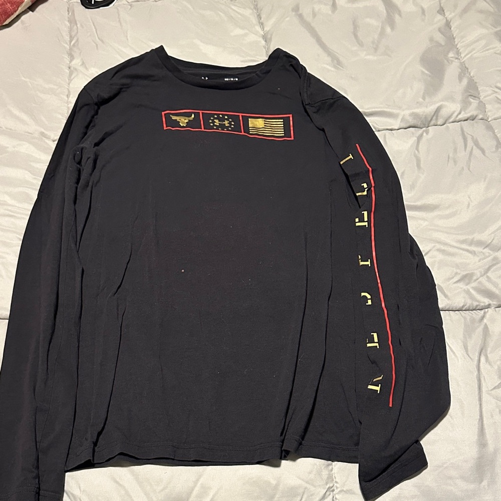 Under Armour Black Long Sleeve with Red and Yellow Graphics